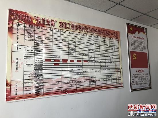 这是2017年赤德村党支部任务分解进度表。新华网 雪珍 摄